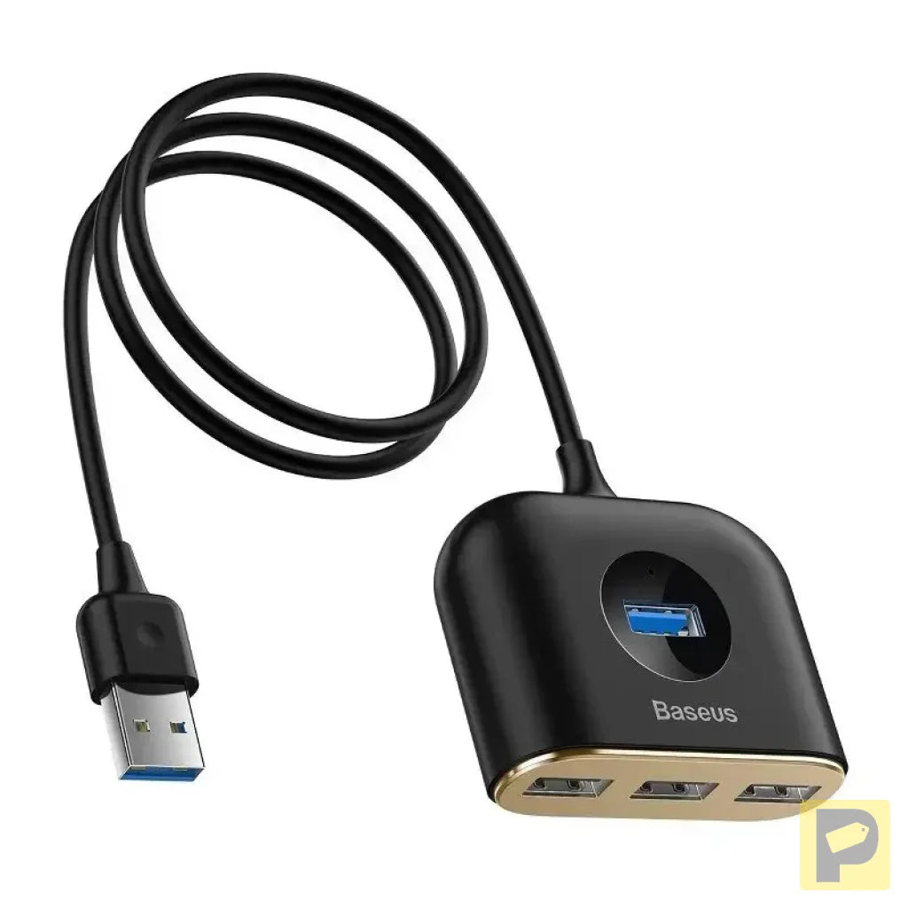 Baseus Square Round USB Adapter, HUB USB 3.0 to 1x USB 3.0 + 3x USB 2.0.1m (Black)