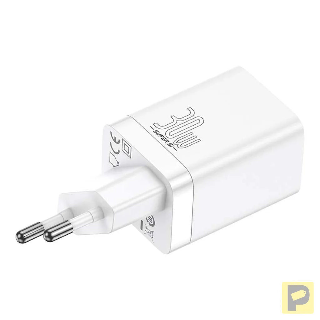 Baseus Super Si Pro Quick Charger USB + USB-C 30W (white)