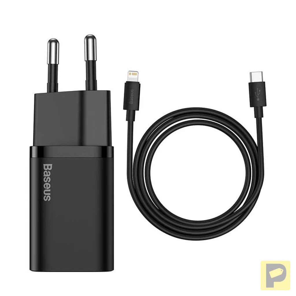 Baseus Super Si Quick Charger 1C 20W with USB-C cable for Lightning 1m (black)