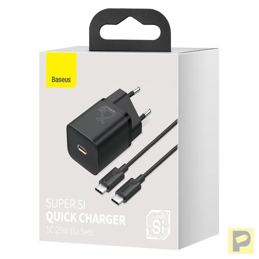 Baseus Super Si Quick Charger 1C 25W with USB-C cable for USB-C 1m (black)