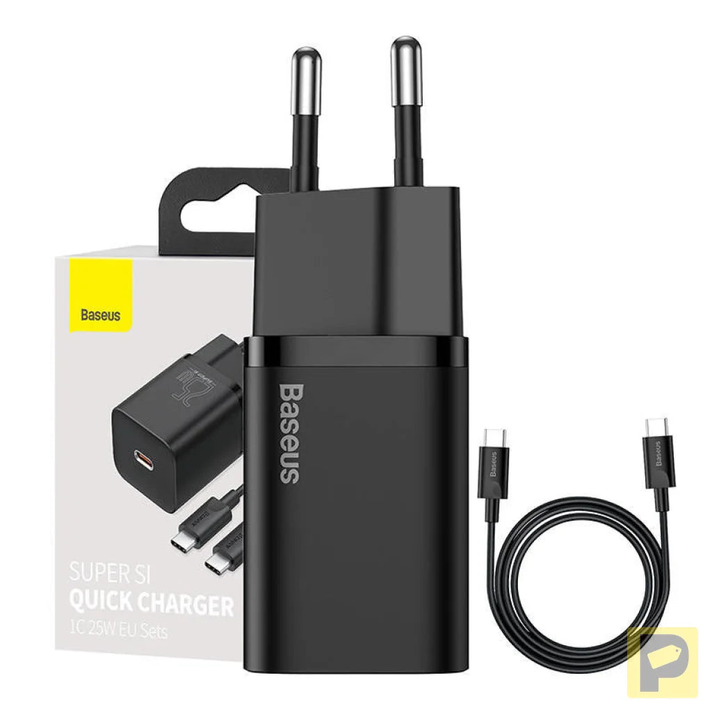 Baseus Super Si Quick Charger 1C 25W with USB-C cable for USB-C 1m (black)