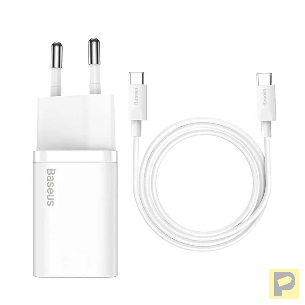 Baseus Super Si Quick Charger 1C 25W with USB-C cable for USB-C 1m (white)
