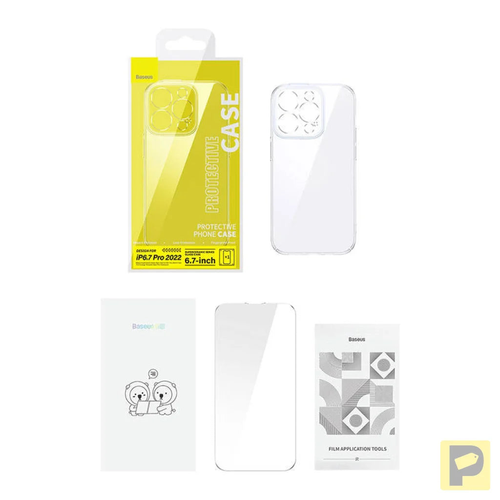 Baseus SuperCeramic Transparent Glass Case and Tempered Glass set for iPhone 14 Plus