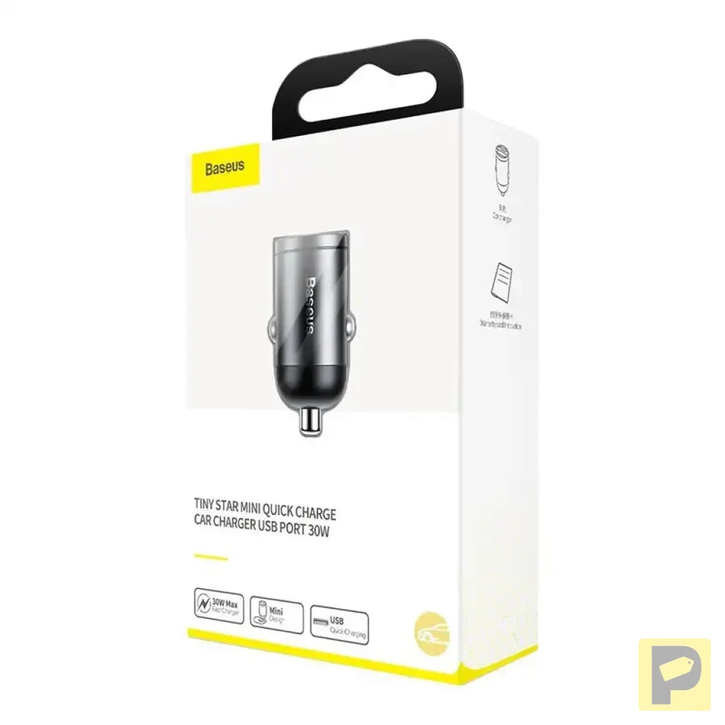 Baseus Tiny Star Mini Quick Charge Car Charger USB Port 30W Grey