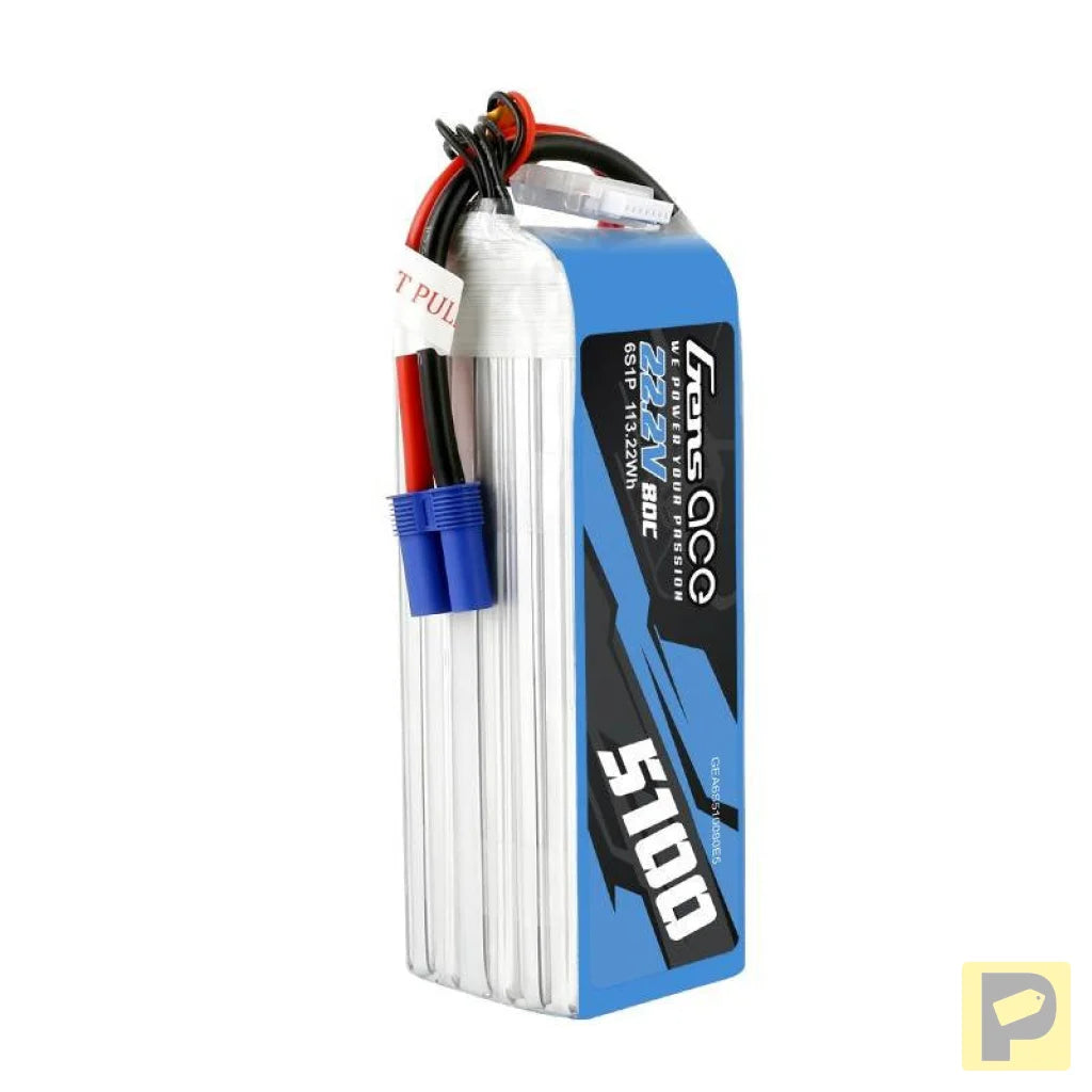 Battery GensAce 5100mAh 22.2V 80C 6S1P EC5