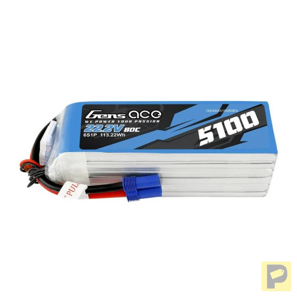 Battery GensAce 5100mAh 22.2V 80C 6S1P EC5