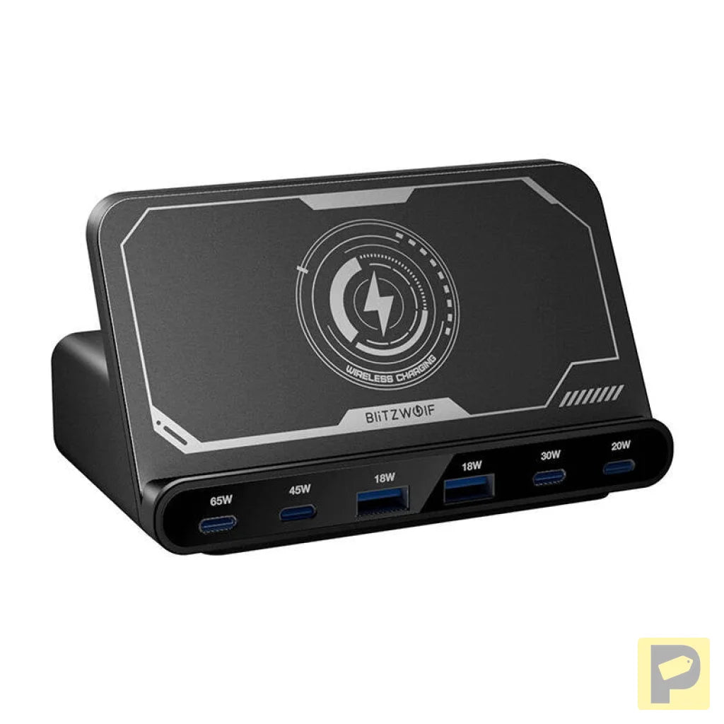 Blitzwolf BW-S27 160W, 2xUSB-A, 4xUSB-C, 15W wireless charger (black)