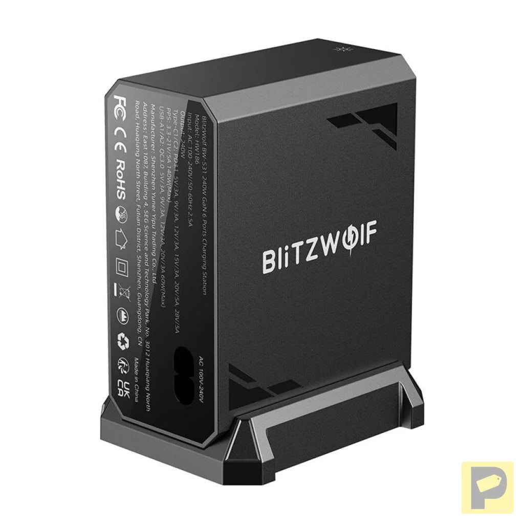 Blitzwolf BW-S31 2xUSB-A, 4xUSB-C, PD, 240W network charger.