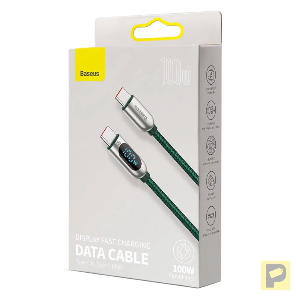 Cable USB-C to USB-C Baseus Display, 100W, 2m (green)