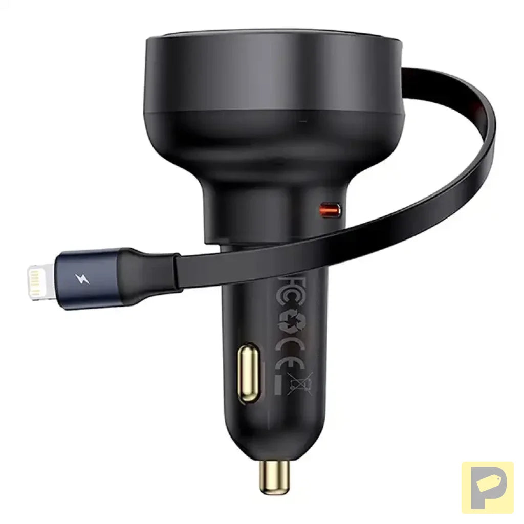 Car Charger Baseus Enjoyment Pro with lightning cable + USB-C , 55W (black)