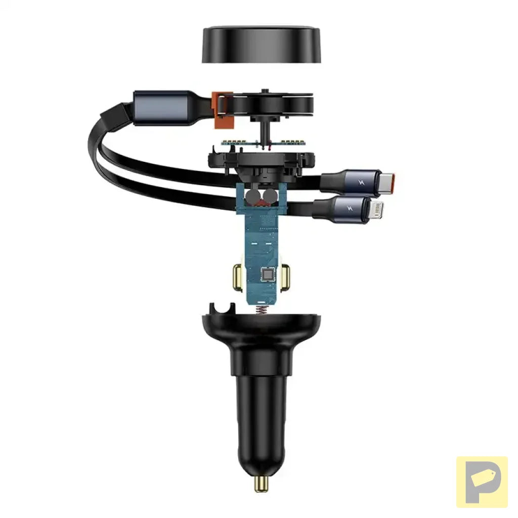 Car Charger Baseus Enjoyment USB-C with USB-C cable and Lightning 60W (black)