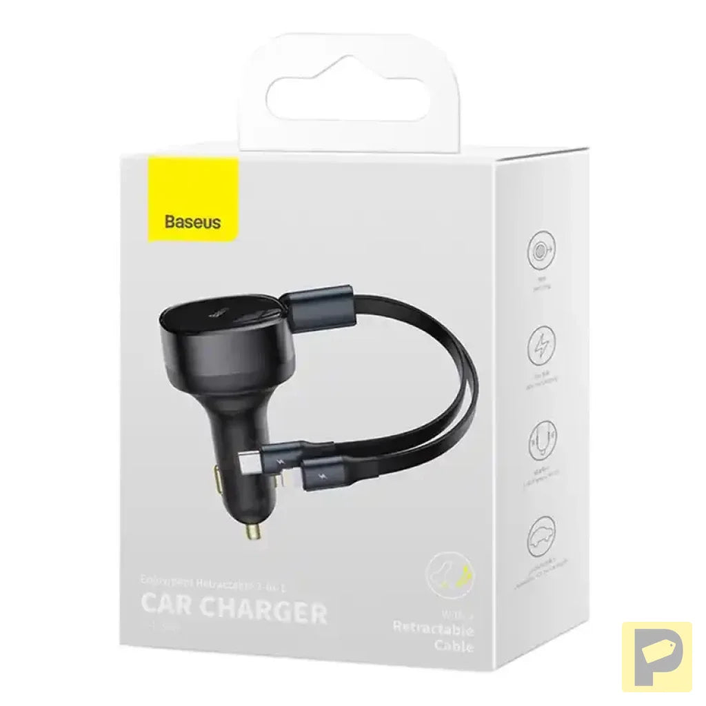 Car Charger Baseus Enjoyment with cable USB-C + Lightning 3A, 30W (Black)