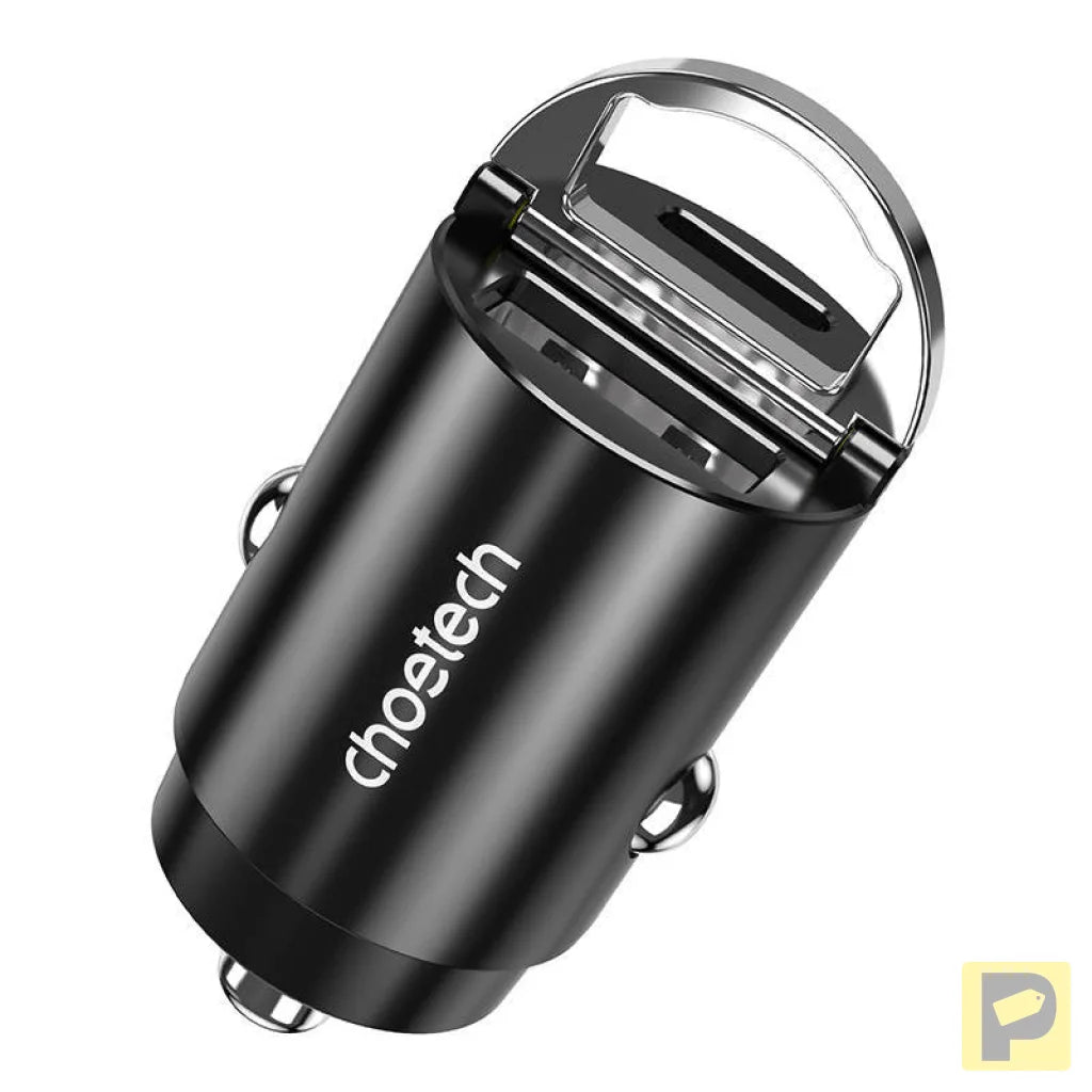 Car Charger Choetech TC0006 1x USB-A, 1x USB-C 30W PD 3.0 (black)