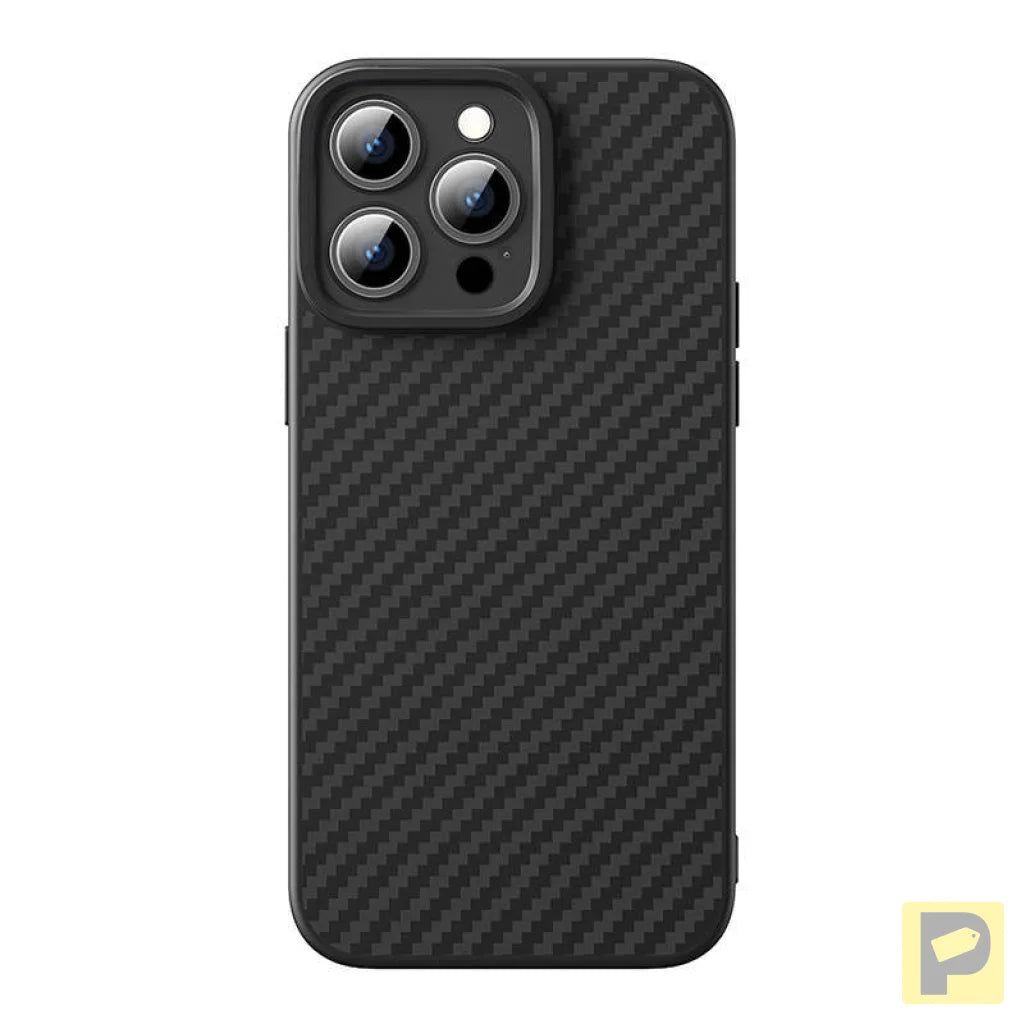 Case Baseus Synthetic Fiber iPhone 15 Pro + tempered glass