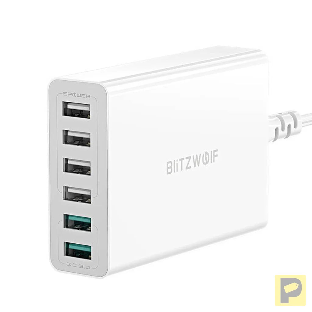 Charger 6x USB Blitzwolf BW-S15, QC 3.0, 60 W (white)