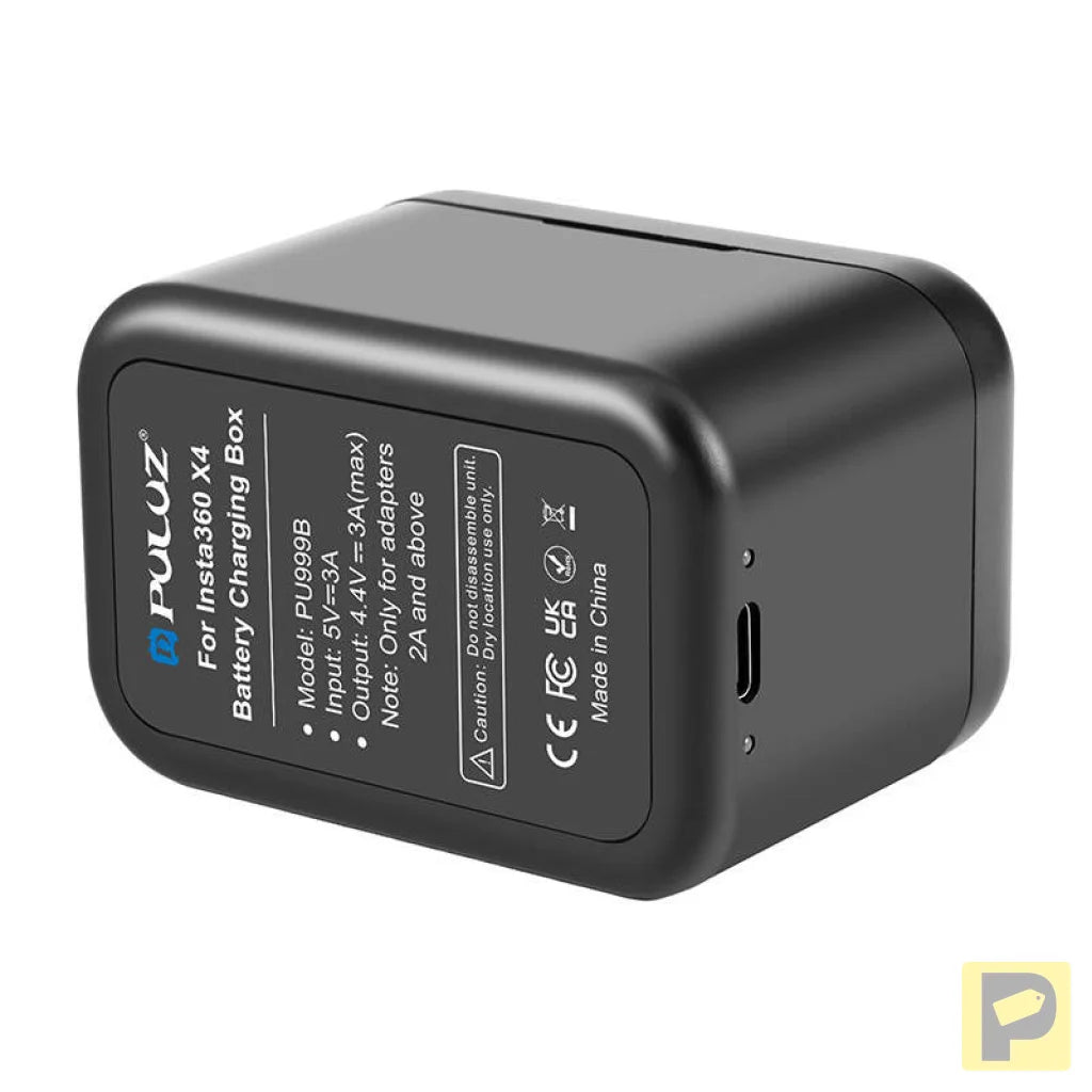 Charging case for batteries and memory cards PULUZ for Insta360 X4 (black)