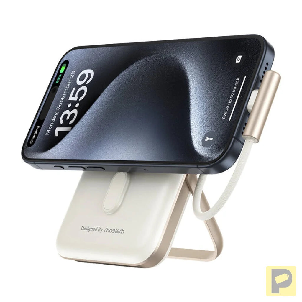 Choetech B735 magnetic powerbank 10000mAh 20W PD + USB-C cable (white)