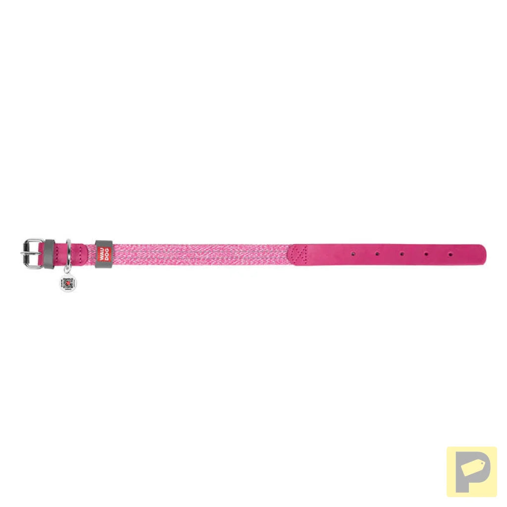Classic Dog collar with QR code Waudog size M pink