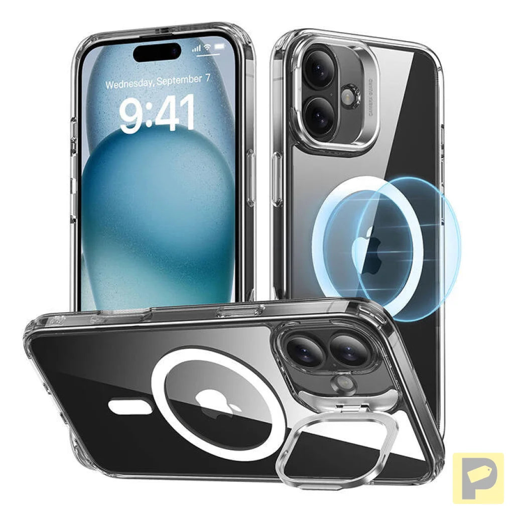Classic Hybrid (HaloLock) ESR case with stand for iPhone 16 (clear)