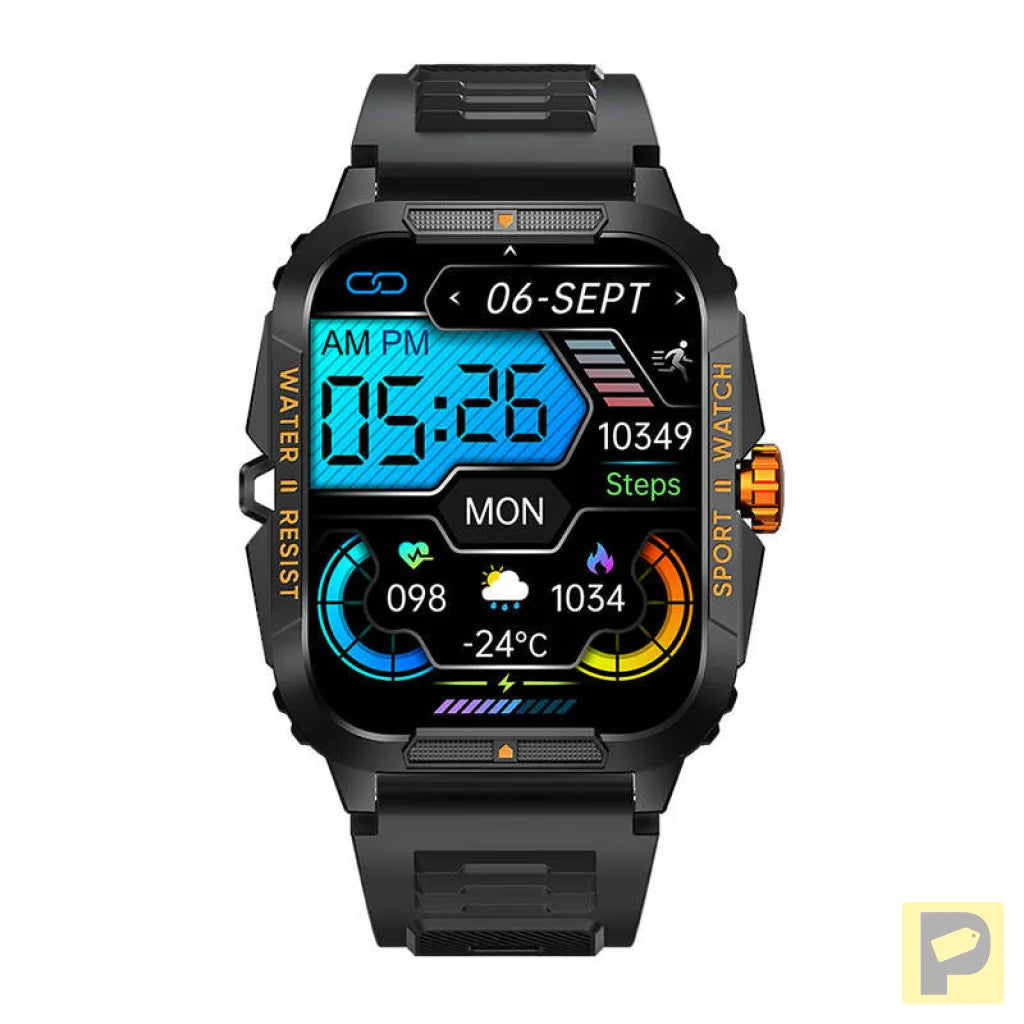 Colmi P76 smartwatch (black and orange)