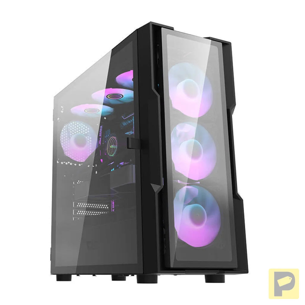 Darkflash DK431 Glass computer case (black) + 4 RGB fans