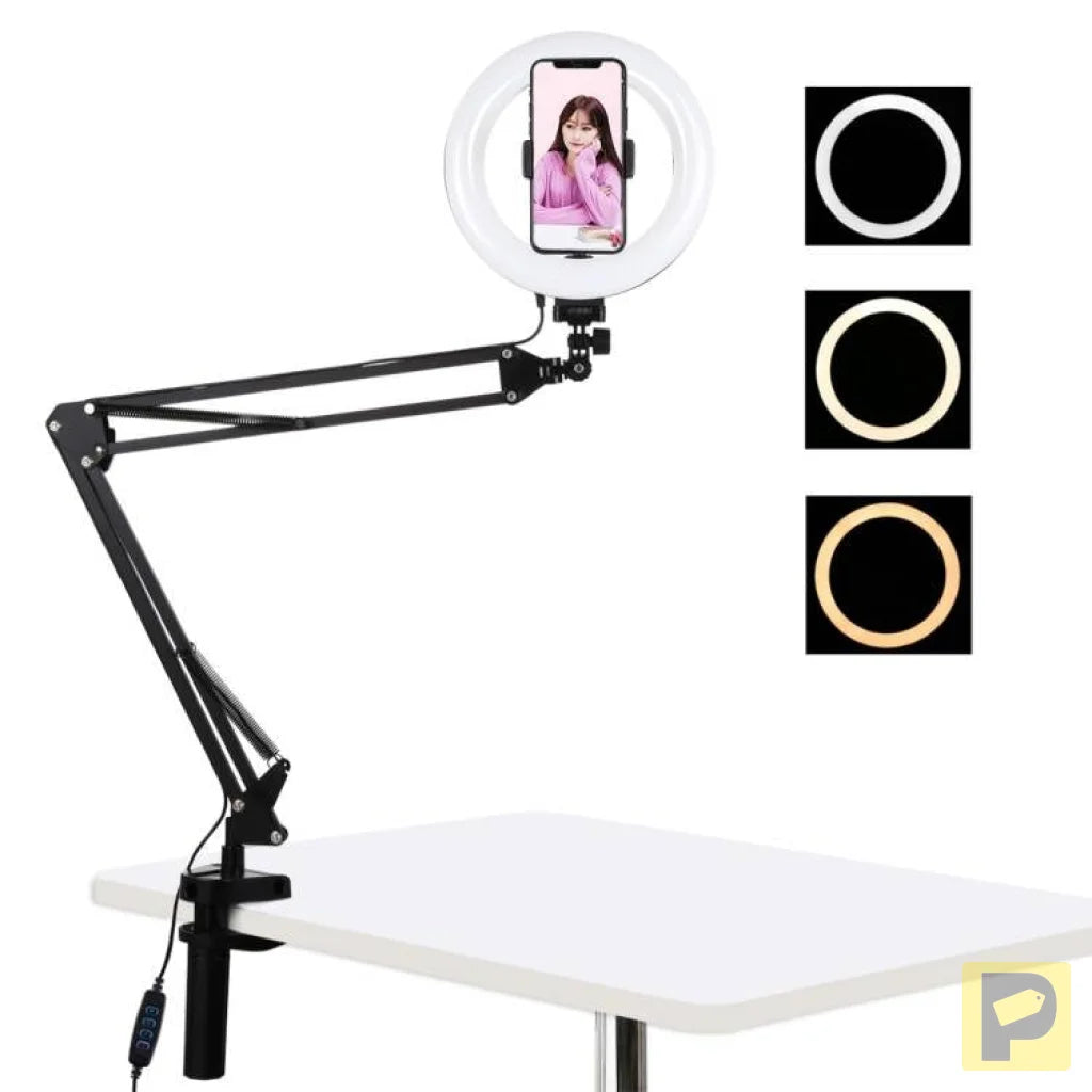Desktop arm stand Puluz with 20cm LED Vlogging Ring PKT3089B