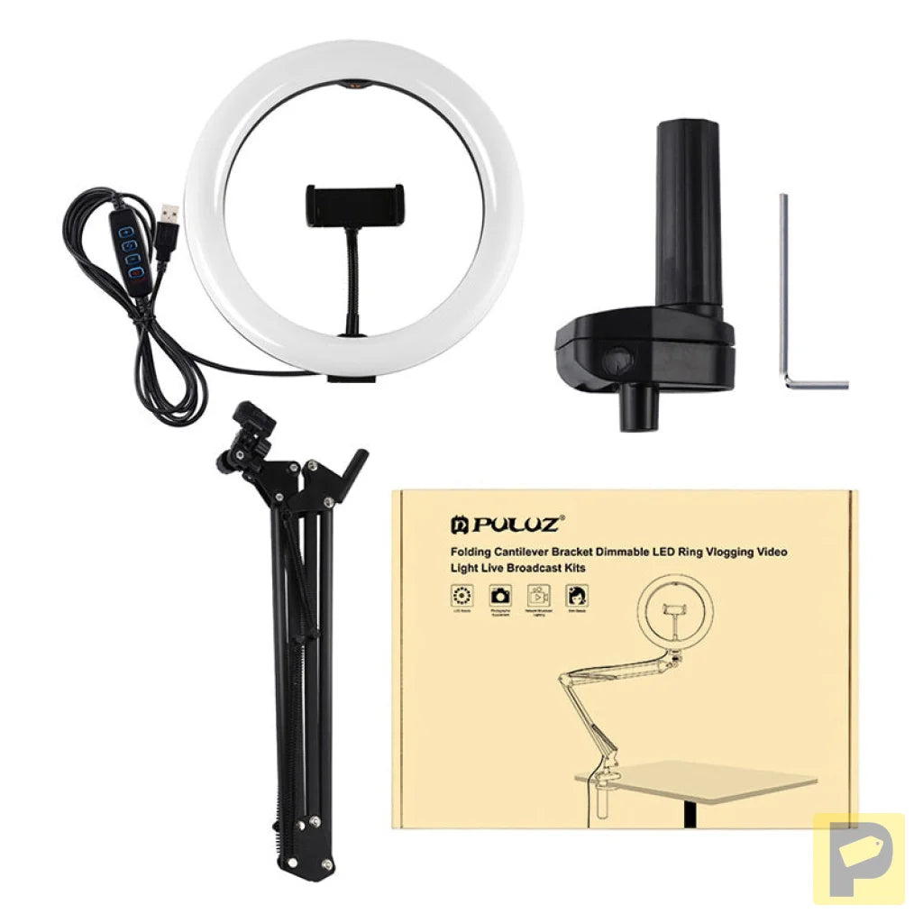 Desktop arm stand Puluz with 26cm LED Vlogging Ring PKT3090B