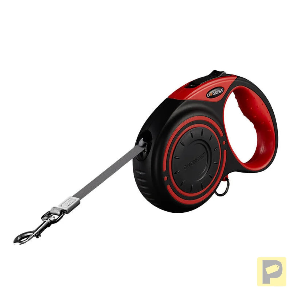 Dogness automatic leash 5m with flashlight and bag container (red)