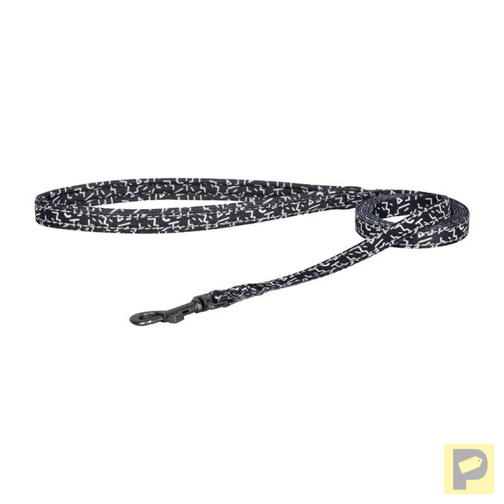 Dogness walking set leash 1,5m+harness for dog (black and white)