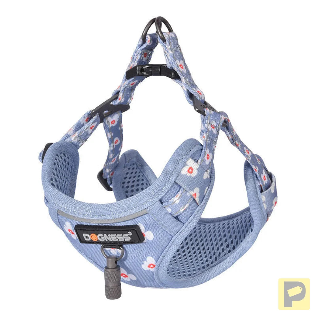 Dogness walking set leash 1,5m +harness for dog (light blue)