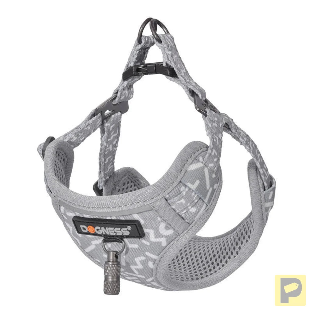 Dogness walking set leash 1,5m+harness for dog (light gray)
