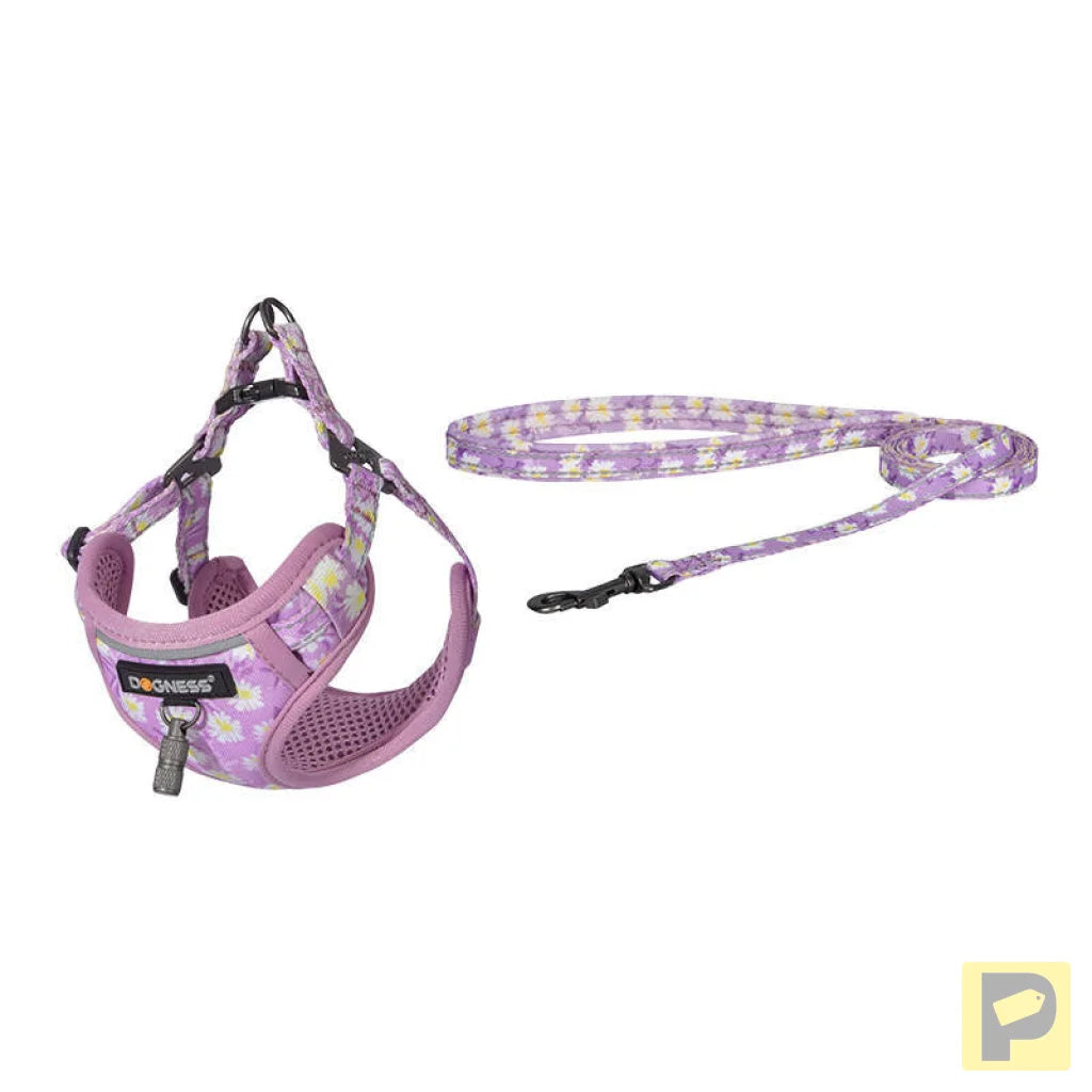 Dogness walking set leash 1,5m+harness for dog (pink)