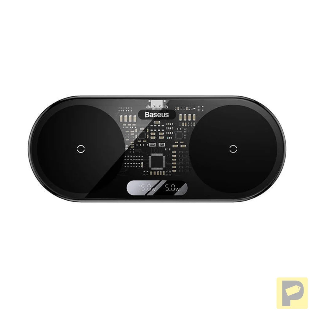 Dual Qi wireless charger Baseus Digital LED Display, 20W