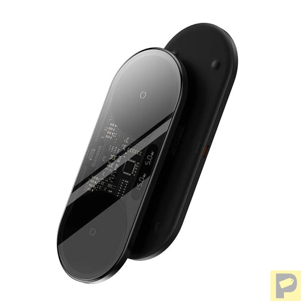 Dual Qi wireless charger Baseus Digital LED Display, 20W