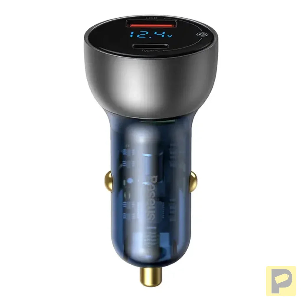 Dual Quick Charger Car Charger Baseus Particular Digital Display QC+PPS 65W (Silver)