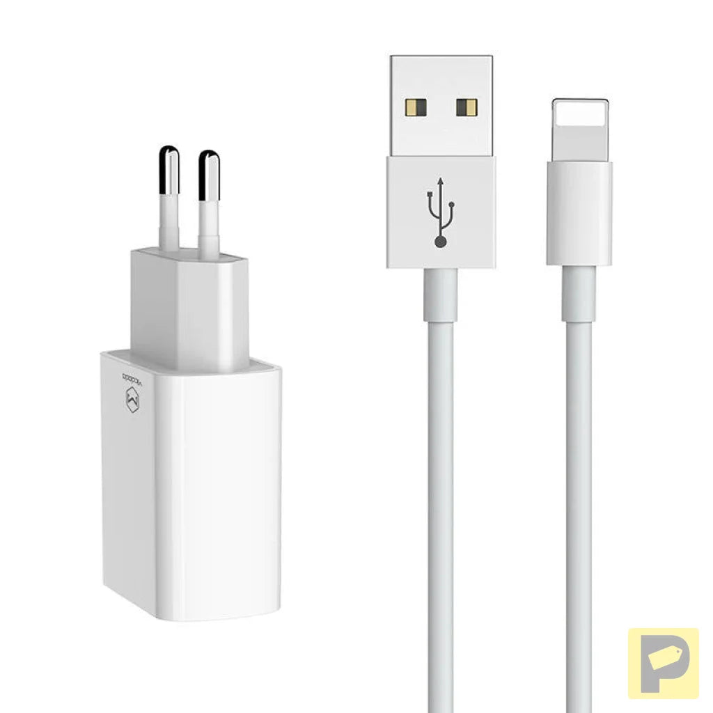 Dual USB charger Mcdodo CH-6720 (EU) Lightning 1m Travel set (white)