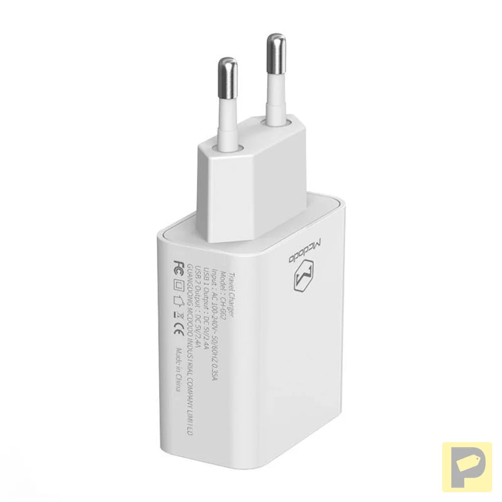 Dual USB charger Mcdodo CH-6720 (EU) Lightning 1m Travel set (white)