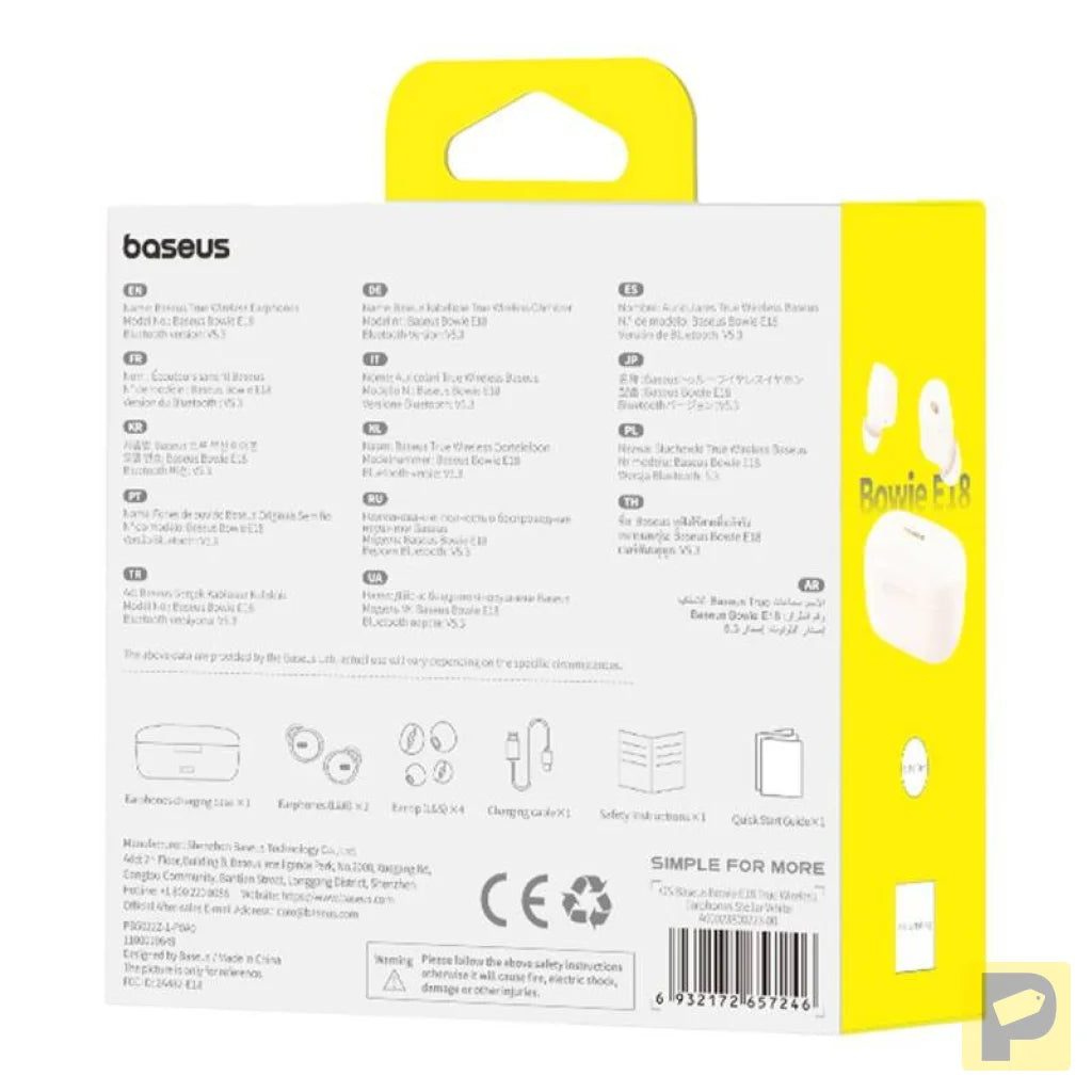 Earphones TWS Baseus Bowie E18 (white)