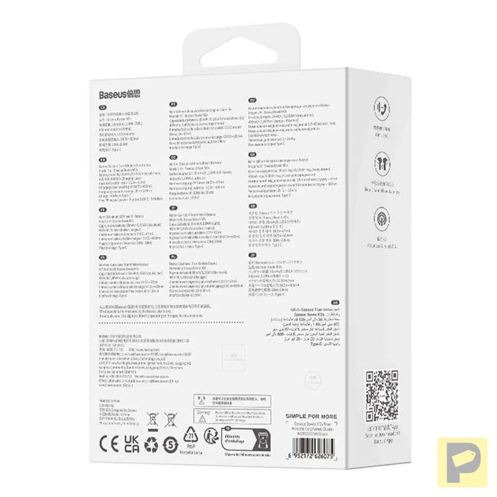 Earphones TWS Baseus Bowie M2s (black)