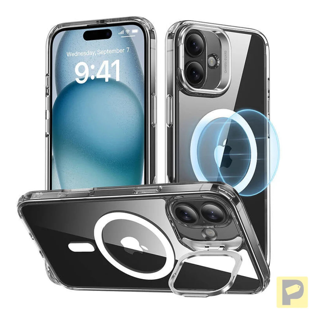 ESR Classic Hybrid (HaloLock) case with stand for iPhone 16 Plus (transparent)