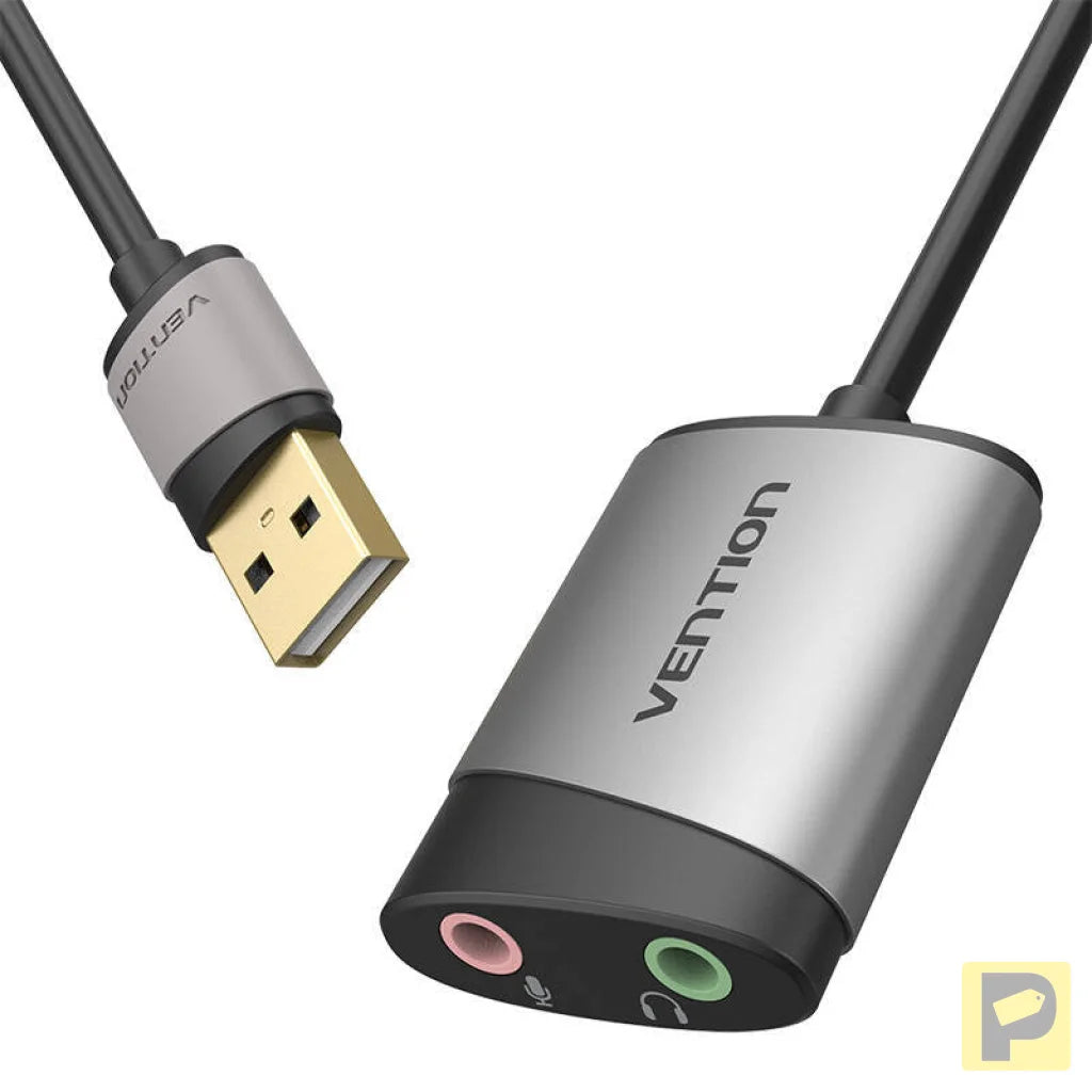 External USB Sound Card Vention CDKHB, TRS 3.5mm, 0.15m (gray)