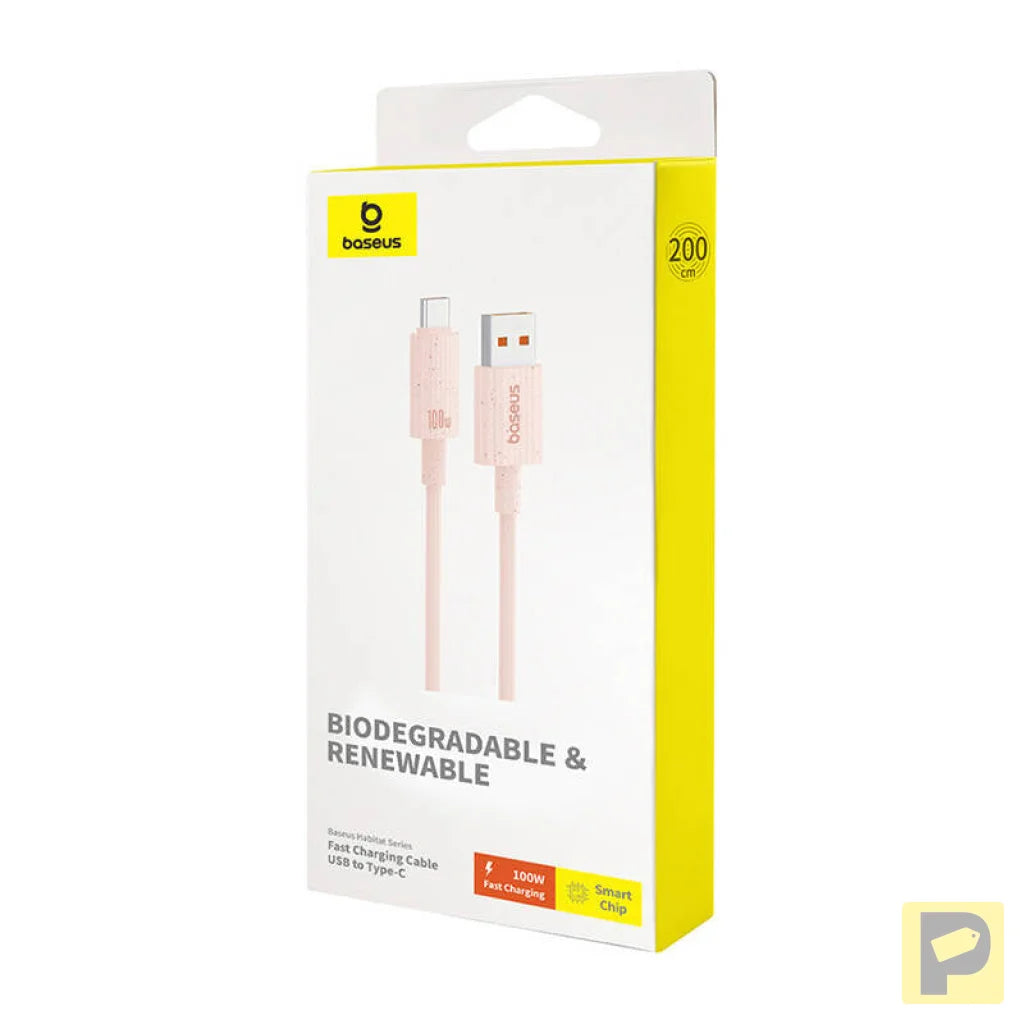 Fast Charging cable Baseus USB to USB-C Habitat Series 2m 100W (pink)