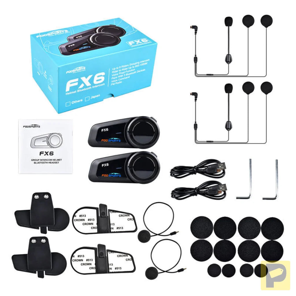Fodsports FX6 motorcycle intercom two-pack (black)