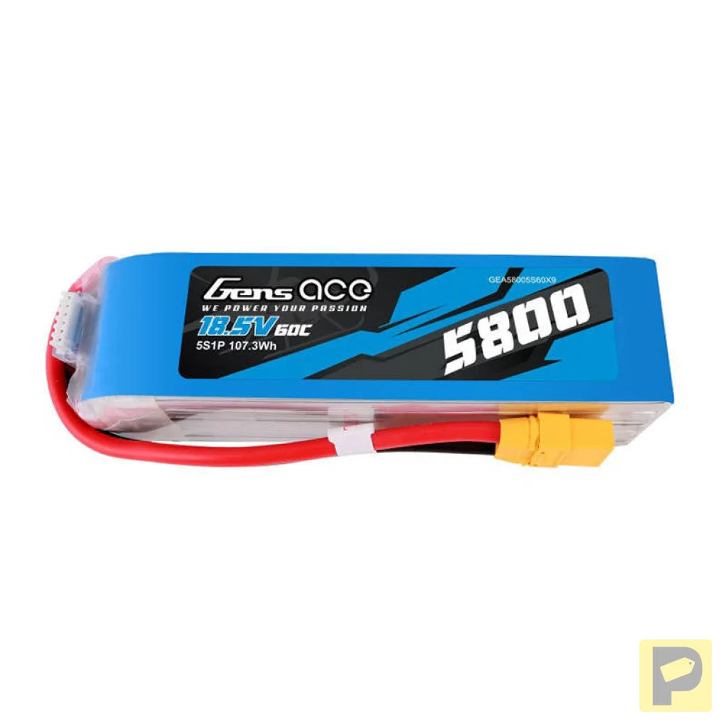 Gens ace 5800mAh 60C 18.5V 5S1P Lipo Battery Pack with XT90 plug