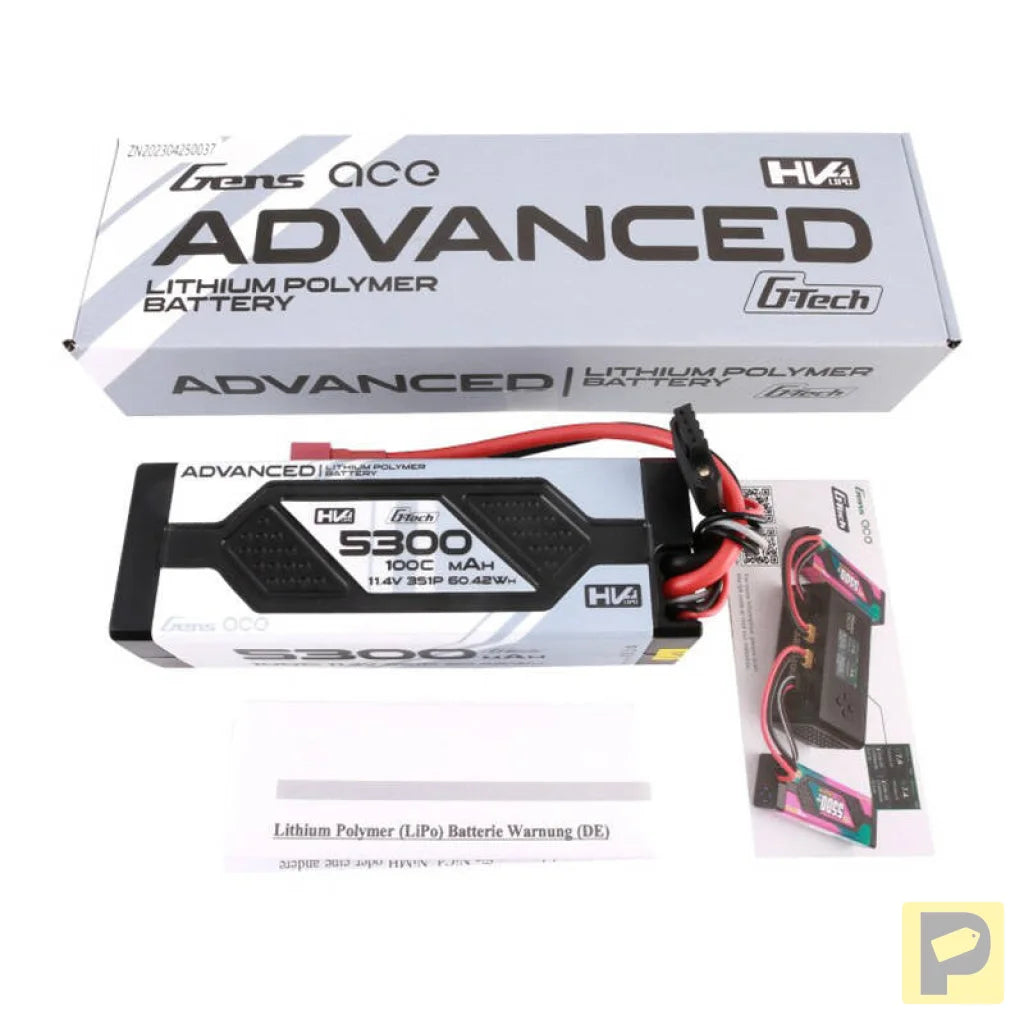 Gens ace Advanced G-Tech 5300mAh 11.4V 3S1P 100C HV car Lipo Battery Pack Hardcase with Deans Plug