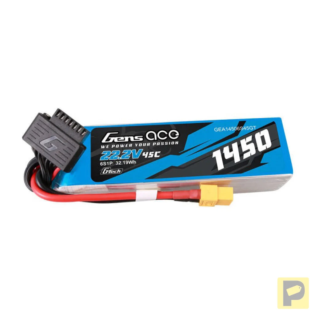 Gens Ace G-Tech 1450mAh 22.2V 45C 6S1P Lipo Battery Pack with XT60 Plug