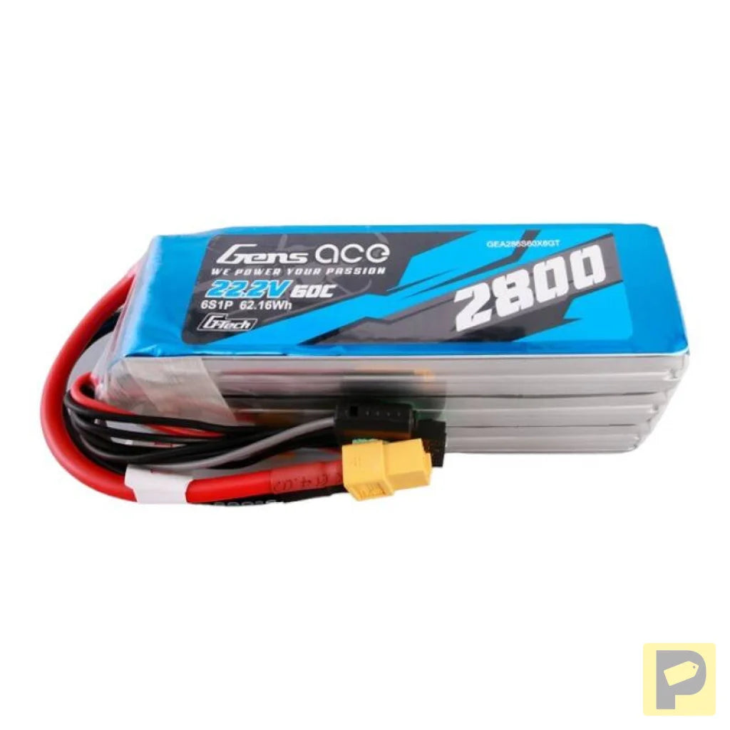 Gens ace G-Tech 2800mAh 22.2V 60C 6S1P Lipo Battery Pack with XT60 plug