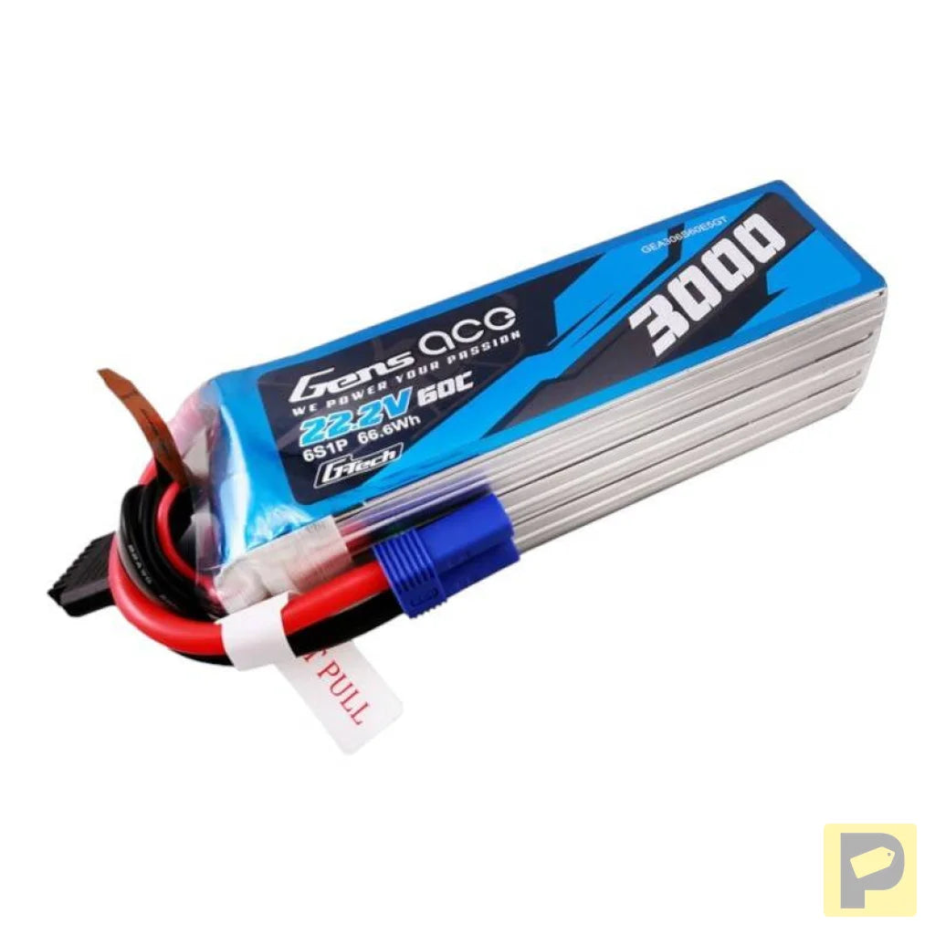 Gens ace G-Tech 3000mAh 22.2V 60C 6S1P Lipo Battery Pack with EC5 plug