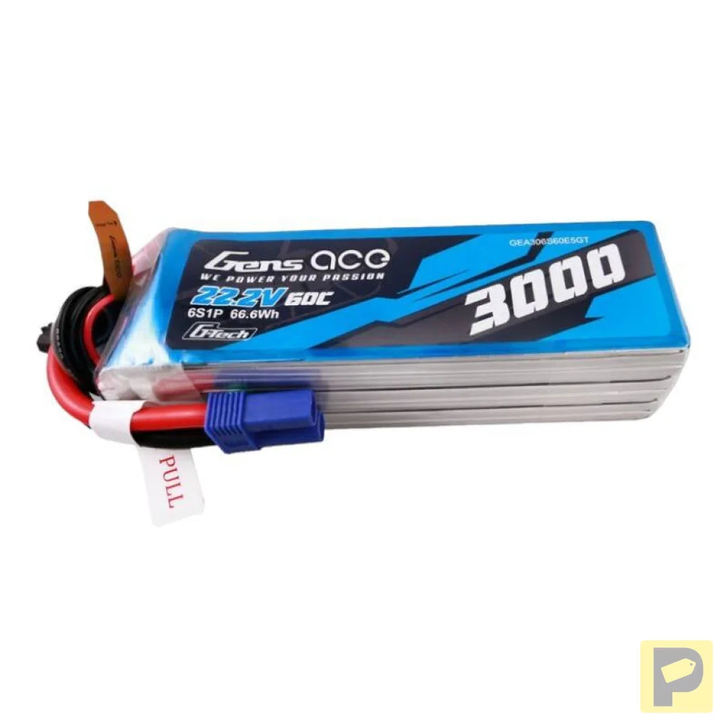 Gens ace G-Tech 3000mAh 22.2V 60C 6S1P Lipo Battery Pack with EC5 plug