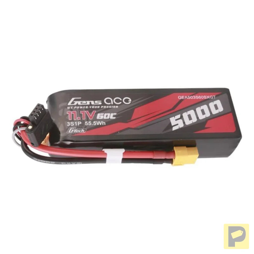 Gens ace G-Tech 5000mAh 11.1V 60C 3S1P Short-Size Lipo With XT60 Plug